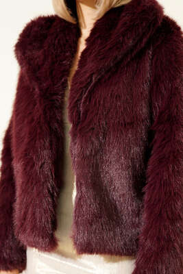 Salaş Kürklü Mont Mürdüm - Kadın Giyim Modelleri