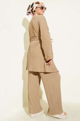 Salaş Kuşaklı Kimono İkili Takım Camel - 300-500 TL Ürünler