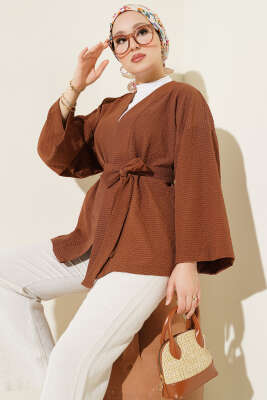 Salaş Kuşaklı Kimono Kahve