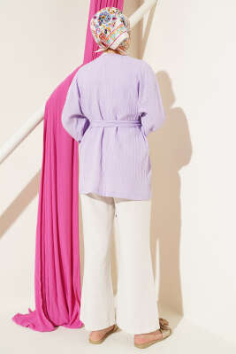 Salaş Kuşaklı Kimono Lila - Dış Giyim&Mont