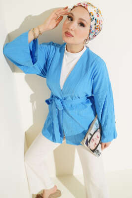 Salaş Kuşaklı Kimono Mavi 