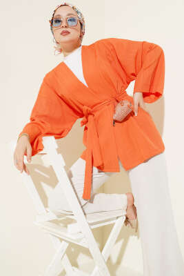 Salaş Kuşaklı Kimono Oranj 
