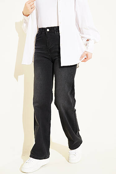 Salaş Likralı Kot Pantolon Füme - Pantolon