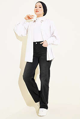 Salaş Likralı Kot Pantolon Füme - Pantolon