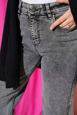 Salaş Likralı Kot Pantolon Gri - Pantolon