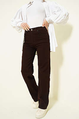 Salaş Likralı Kot Pantolon Kahve - BLUE HİLL(ZER)