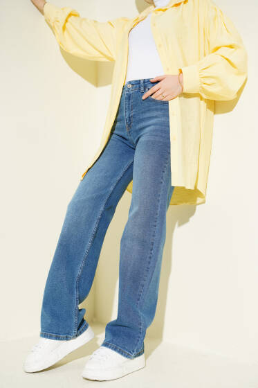 Salaş Likralı Kot Pantolon Kot Mavisi - Pantolon