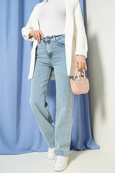 Salaş Likralı Kot Pantolon Orta Kar - Pantolon