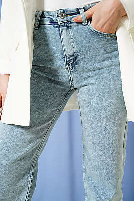 Salaş Likralı Kot Pantolon Orta Kar - Pantolon