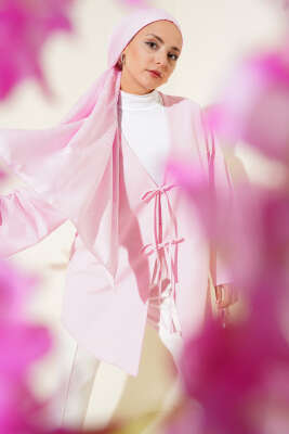 Salaş Önden Bağlamalı Kimono Pembe 