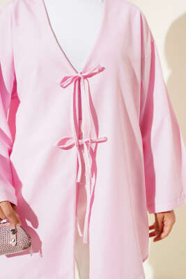 Salaş Önden Bağlamalı Kimono Pembe - Dış Giyim&Mont