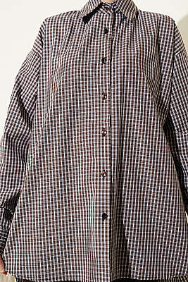 Salaş Pötikare Desen Salaş Gömlek Kahve - Gömlek