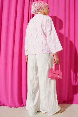 Salaş Püsküllü Detaylı Kimono Toz Pembe - Dış Giyim&Mont