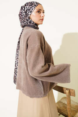 Salaş Sakallı Basic Triko Kazak Vizon - Triko Kazak