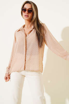 Salaş Şifon Gömlek Bej - Kadın Giyim Modelleri