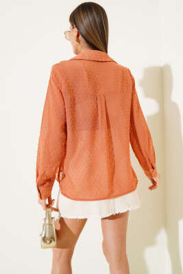 Salaş Şifon Gömlek Kiremit - Kadın Giyim Modelleri