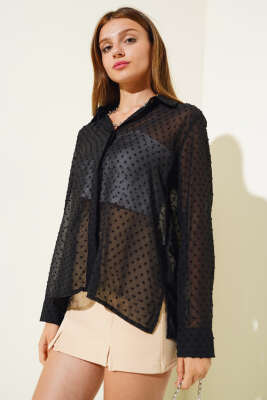 Salaş Şifon Gömlek Siyah - Kadın Giyim Modelleri