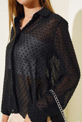 Salaş Şifon Gömlek Siyah - Kadın Giyim Modelleri