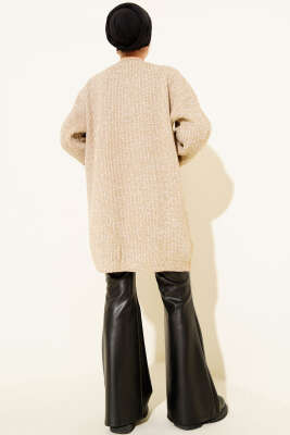 Salaş Simli Triko Tunik Bej - Tunik