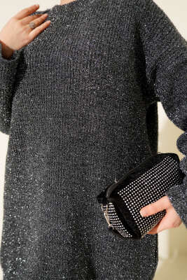 Salaş Simli Triko Tunik Füme - Tunik