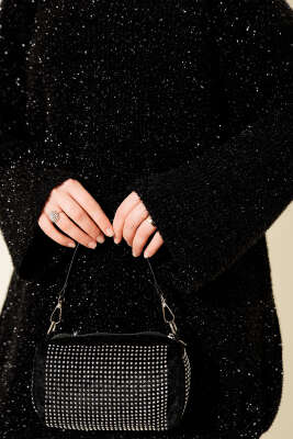 Salaş Simli Triko Tunik Siyah - Tunik