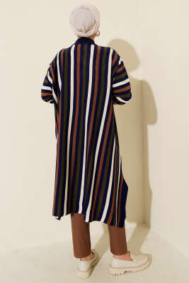 Salaş Uzun Çizgili Triko Tunik Lacivert - Tunik