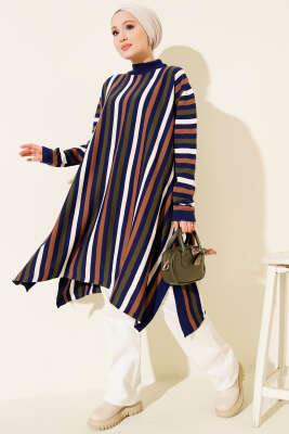 Salaş Uzun Çizgili Triko Tunik Parlement - Tunik
