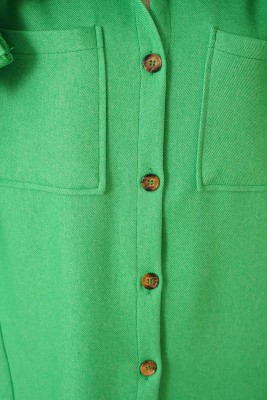 Salaş Yarasa Kol Gömlek Yeşil - Thumbnail