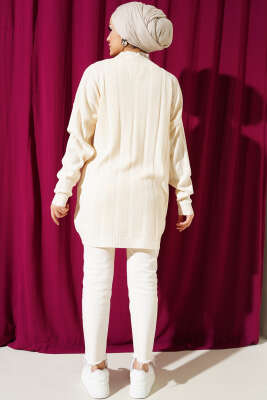 Salaş Yarım Balıkçı Triko Tunik Bej - Triko Tunik