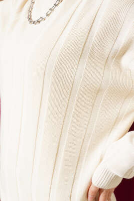 Salaş Yarım Balıkçı Triko Tunik Bej - Triko Tunik