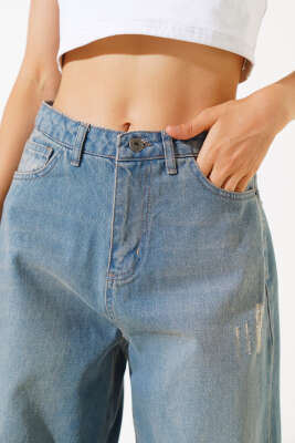 Salaş Yıpratmalı Kot Pantolon Kahve Tint - Kadın Giyim Modelleri