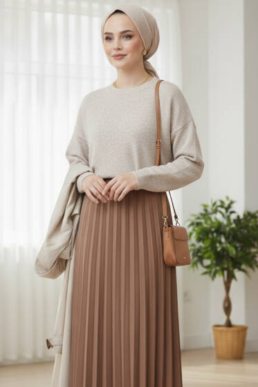 Salaş Yumoş Triko Kazak Bej - Triko Kazak