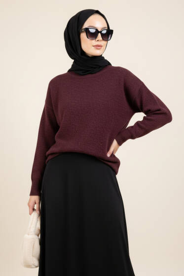 Salaş Yumoş Triko Kazak Bordo - Triko Kazak