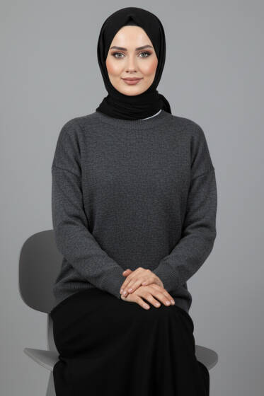 Salaş Yumoş Triko Kazak Füme - Triko Kazak