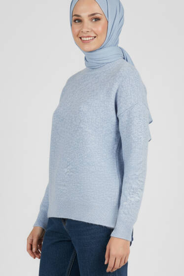 Salaş Yumoş Triko Kazak Mavi - Triko Kazak