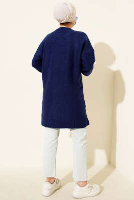 Salkım Kabartma Yumoş Triko Tunik Lacivert - Tunik