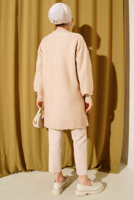 Salkım Kabartma Yumoş Triko Tunik Latte - Tunik