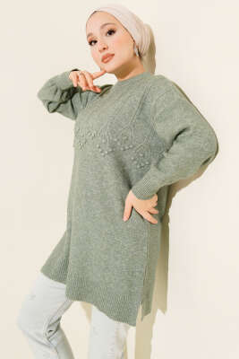 Salkım Kabartma Yumoş Triko Tunik Mint - NESSİA