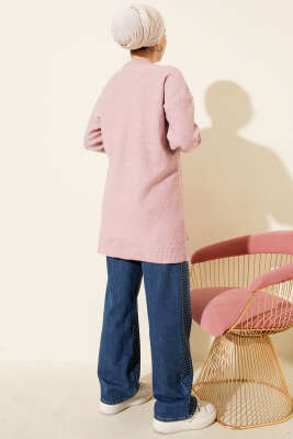 Salkım Kabartma Yumoş Triko Tunik Pudra - Tunik