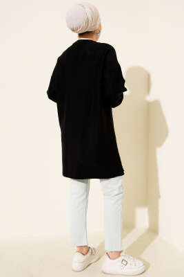 Salkım Kabartma Yumoş Triko Tunik Siyah - Tunik