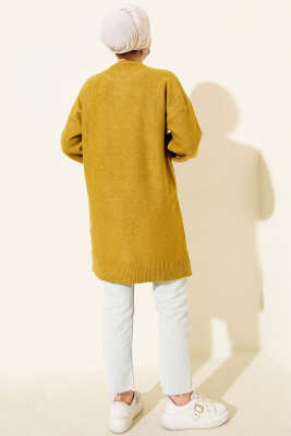 Salkım Kabartma Yumoş Triko Tunik Yağ Yeşili - Tunik