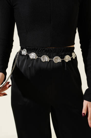 Salyangoz Sembol Zincir Kemer Gümüş - Zincirli Kemer