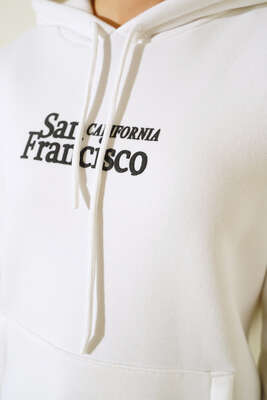 San Francisco Baskılı Sweatshirt Ekru - Kadın Giyim Modelleri