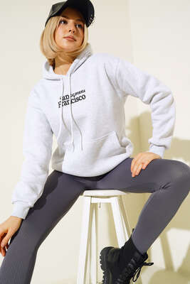 San Francisco Baskılı Sweatshirt Gri 