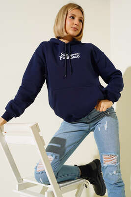 San Francisco Baskılı Sweatshirt Lacivert 