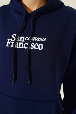 San Francisco Baskılı Sweatshirt Lacivert - Kadın Giyim Modelleri