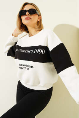 San Francisco Üç İplik Sweatshirt Ekru - Kadın Giyim Modelleri