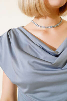 Sandy Degaje Yaka Bluz Gri - Kadın Giyim Modelleri