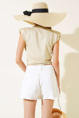 Sandy Degaje Yaka Bluz Taş - Kadın Giyim Modelleri