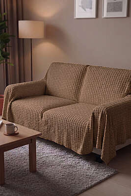 Şardonlu Çekyat Örtüsü Kahve - HOBBY HOME